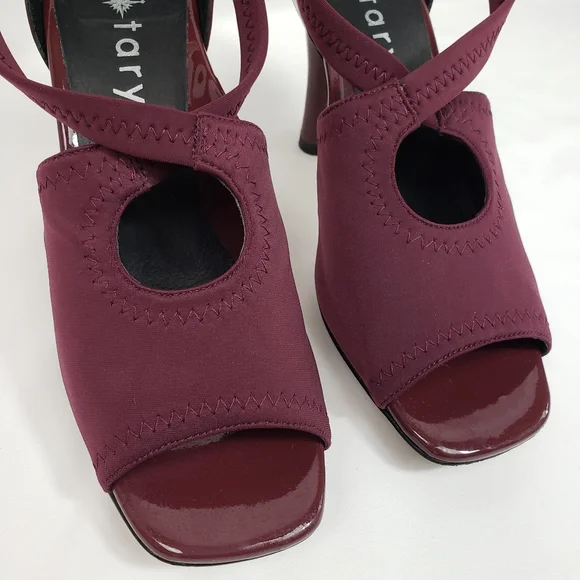 Taryn Burgundy Open Toe Heels - Picture 3 of 13